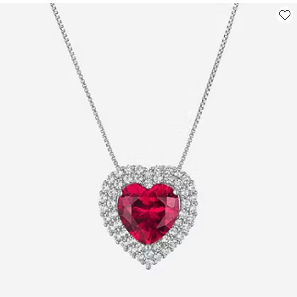 Womens Lab Created Red Ruby Sterling Silver
Heart 18 Inch Pendant Necklace